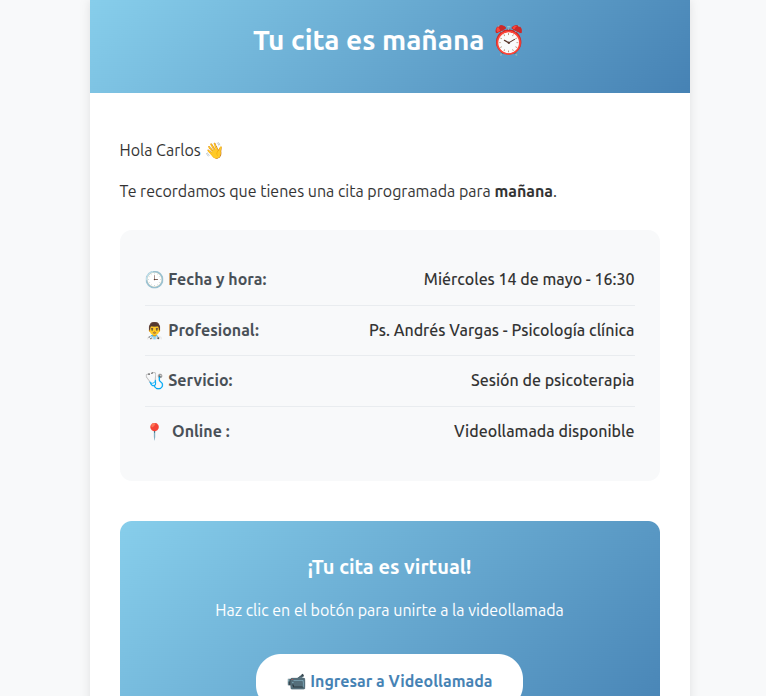 Vista previa de Recordatorios